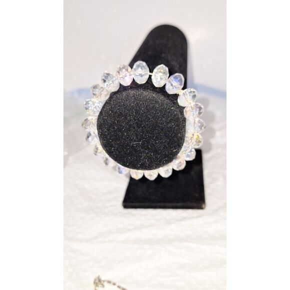 A Vintage Women's Stretch Bracelet Faceted Crystal Glass Elegant Eveningwear - Picture 5 of 8